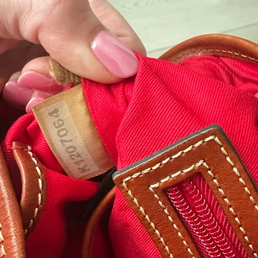 Dooney & Bourke Red Pebble Leather Drawstring Shoulder Bag and Wallet